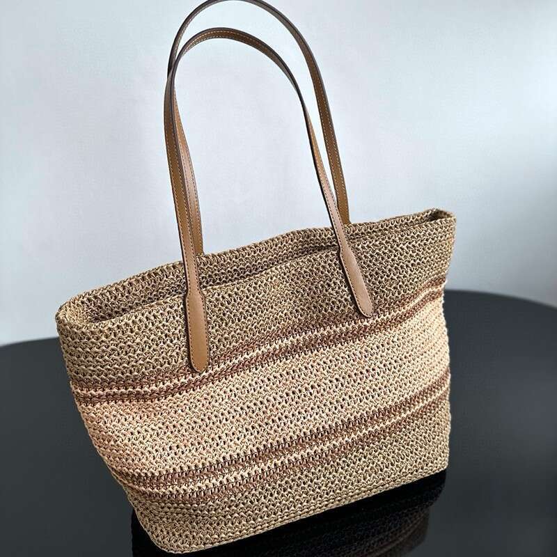 Beach Bag Luxury Straw Bag Straw Tote C Brand New Beach Summer Raffia Woven Shopping Tote Shoulder Vacation Travel Bag