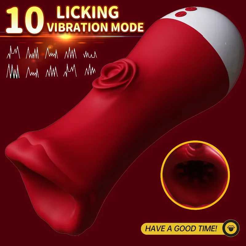 Deep Throat Male Penis Training Cup Tongue Licking Vibrator Blowjob Sex Toys Mens Glans Stimulation Exercise Masturbator for Men W250621