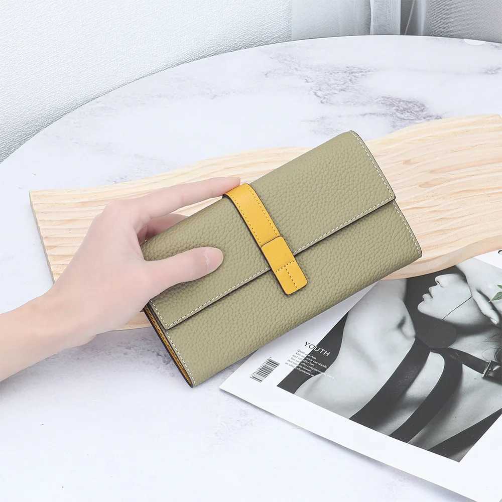 Genuine Leather Women Long Wallet Female Card Holder Clutch Bag Classic Ladies Fashion Design Leather Coin Purse Z250621