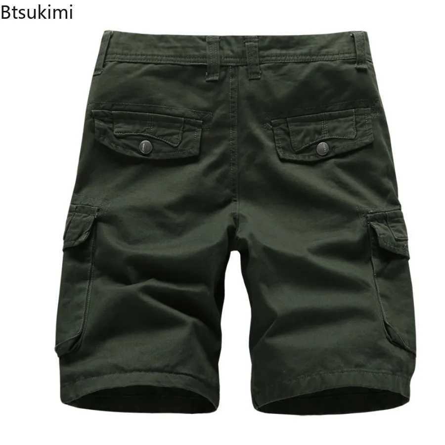 2025 Summer Mens Multi Pockets Cargo Shorts Comfortable 100% Cotton Straight Five Split Pants Male Outdoor Casual Sports Shorts W250621