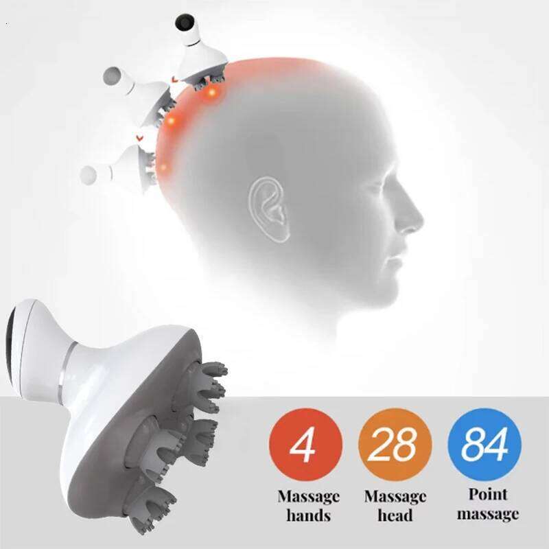 Electric Cordless Scalp Head Scratcher Massager Handheld Portable 360 Hair Growth Deep Clean And Stress Relax