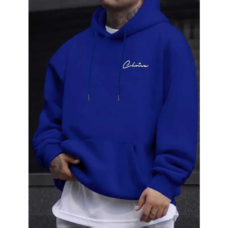 2025 New Simple Printed Mens Casual Hoodie Comfortable Hoodie with Kangaroo Pocket Loose Casual Four Seasons Street Hoodie XJ250621