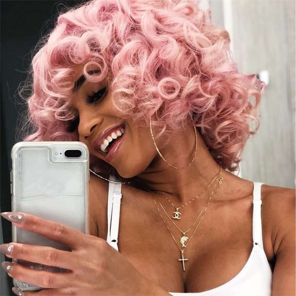 New Style Top Hairpiece For Women Fashion Trend Ladies Wig Middle Part Synthetic Short Curly Hair