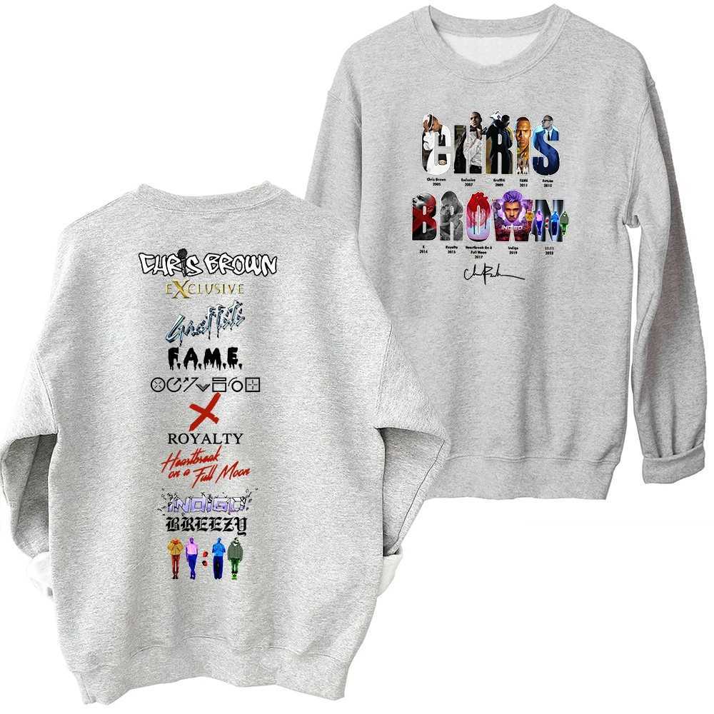 Chris Brown 11 Tour 2024 Sweatshirt Oversized Harajuku Round Neck Long Sleeve Sweatshirts Music Tour Fans XJ250621