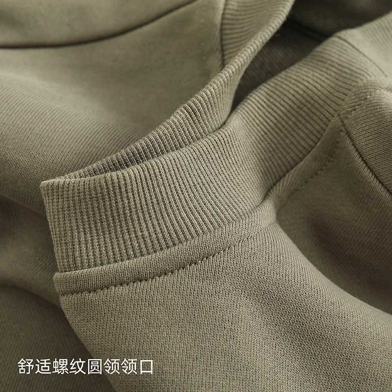 Side Pockets Mens American Casual 500gsm Heavyweight Oversized Round Neck Sweatshirt 100% Cotton Trendy Drop Shoulder Pullover XJ250621