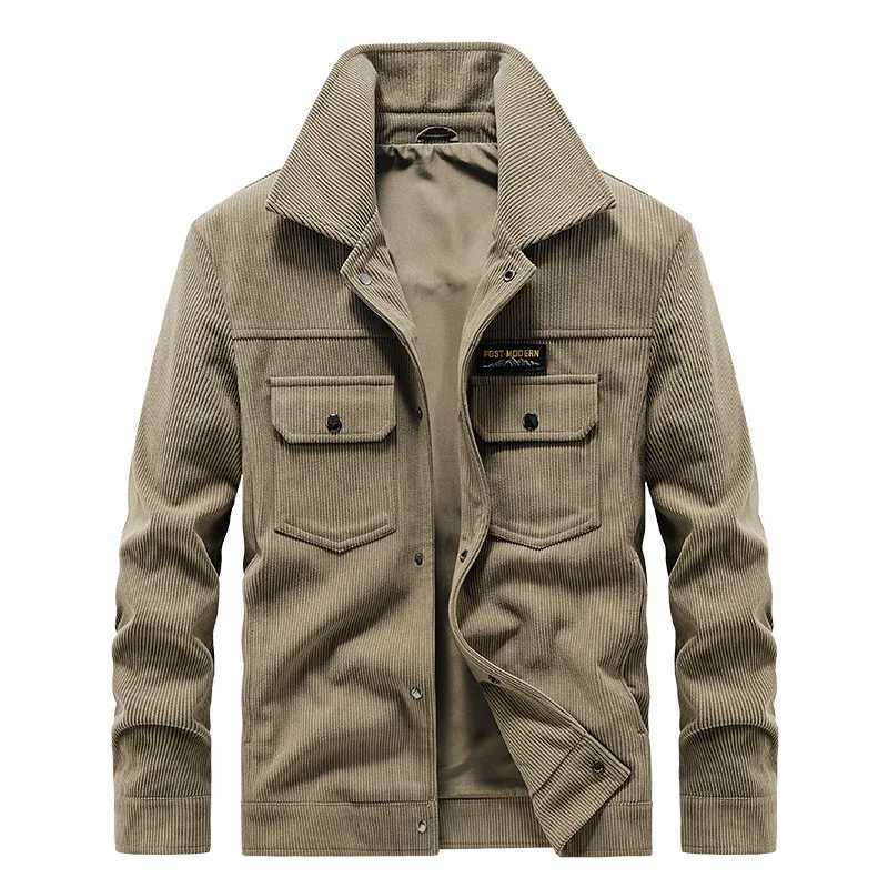 2025 Mens Fashion Casual Jacket Spring Autumn Mens Military Corduroy Jacket Multi-pocket Tactical Coats Male Lapel Workwear XJ250621