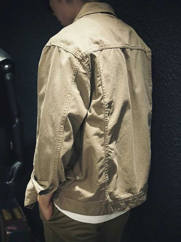 Vintage Cargo Denim Jacket Mens Washed Loose Casual Cotton Long Sleeve Jacket Men Spring Autumn Shirt Coat XJ250621