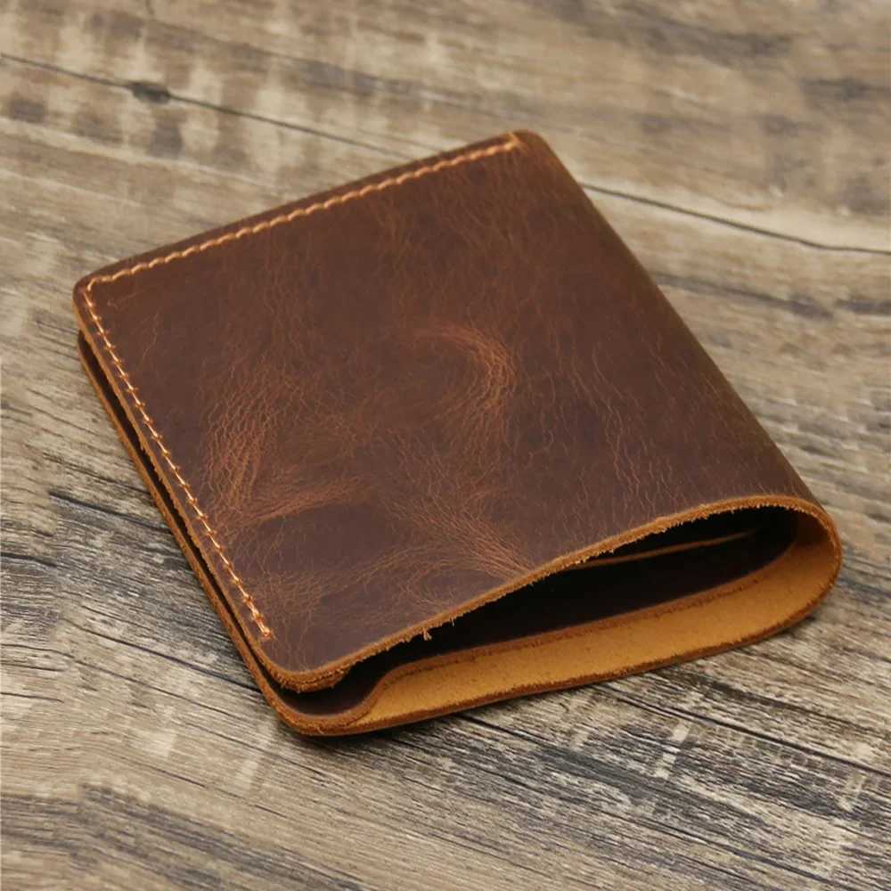 100% Genuine Leather Wallet Men Vintage Style Bifold Brown Wallet for Men Leather Genuine Z250621