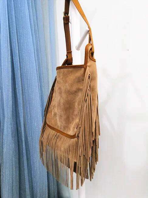 Women Fashion Leather Fringes Hobo Shoulder 2025 Female Casual Suede Luxury Bag Big Capacity Tassel Gypsy Hippie Boho Ibiza Slouchy Bag