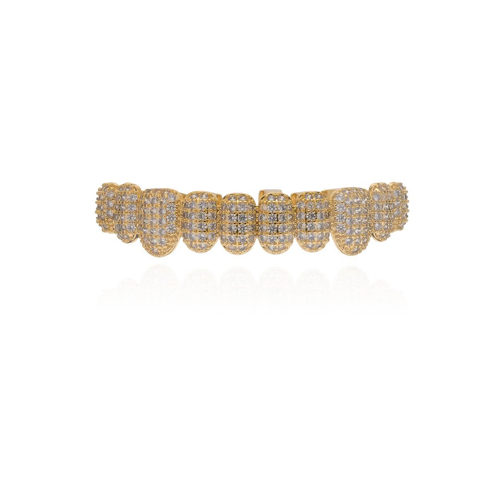 Moissanite Diamond Grillz for Teeth Custom Diamond Grillz Hip Hop 18K Gold Plated Iced Out Diamond 925 Sterling Silver Gold