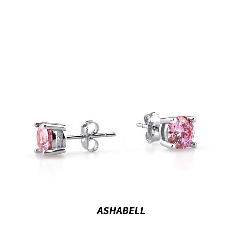 Wholesale S925 Sterling Silver Violet Moissanite Diamond Stud Earrings Unisex Hip Hop Personality Jewelry