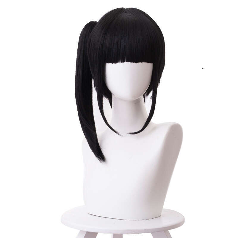 Cosplay Wig Natural Black Long Sideburns With Ponytail