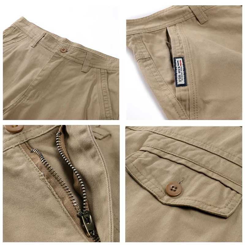 Summer Men New Solid Color Leisure Fashion Cargo Shorts Comfort Simplicity 00% Pure Cotton Large Pocket Short Trousers Men W250621