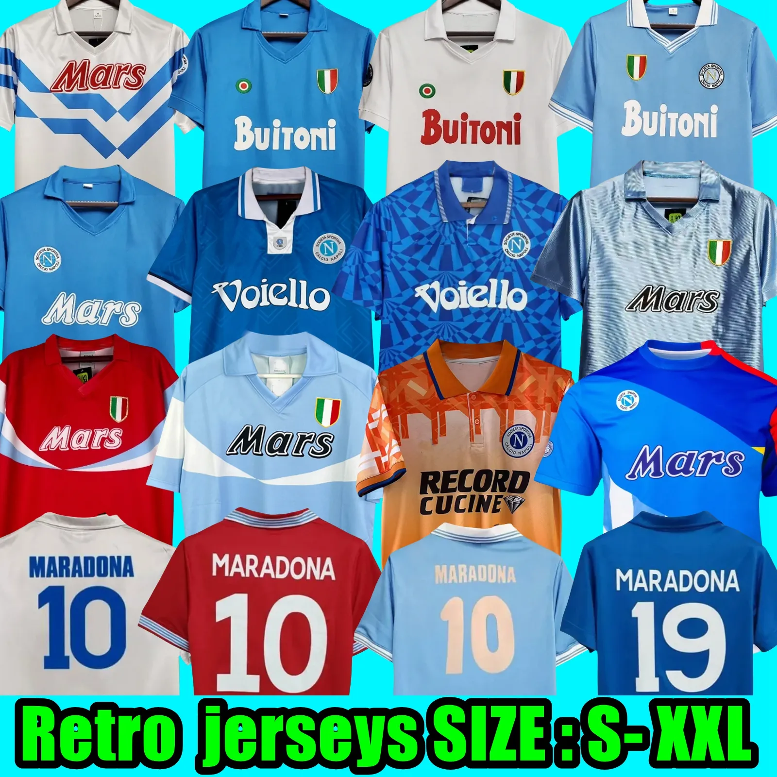 1987 88 89 Napoli Retro Soccer Jerseys 1990 1991 93 94 Coppa Italia SSC Napoli MARADONA ZOLA Classic Vintage Neapolitan Long sleeve 2013 14 Football Shirts men 666