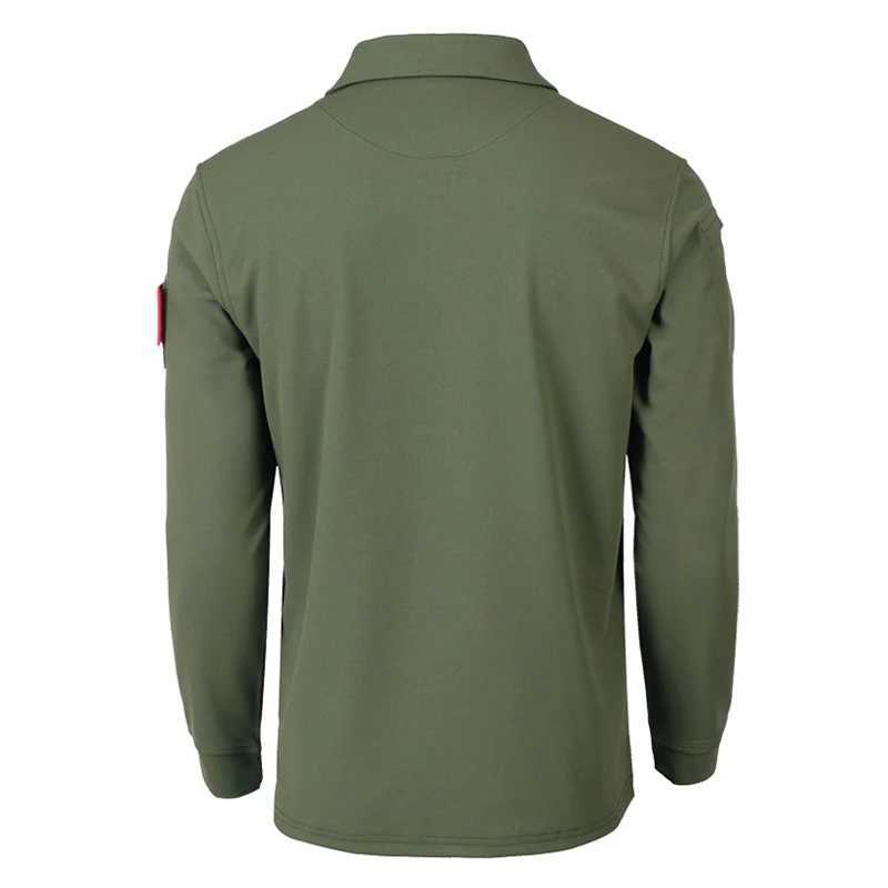 Mens Tactical Long Sleeve Polo Shirt Quick Dry Elastic Breathable T-Shirt for Hiking Camping Spring Pullover Outdoor Clothing XJ250621