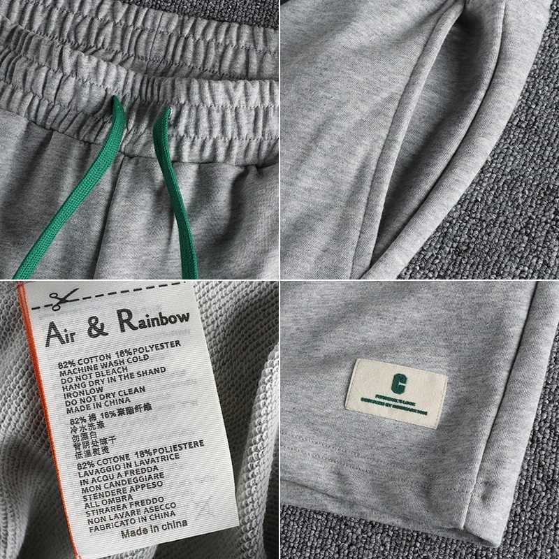 Mens casual shorts with knit comfort loop simple paste cloth decorative sport drawstring five-cent pants pure color pants W250621