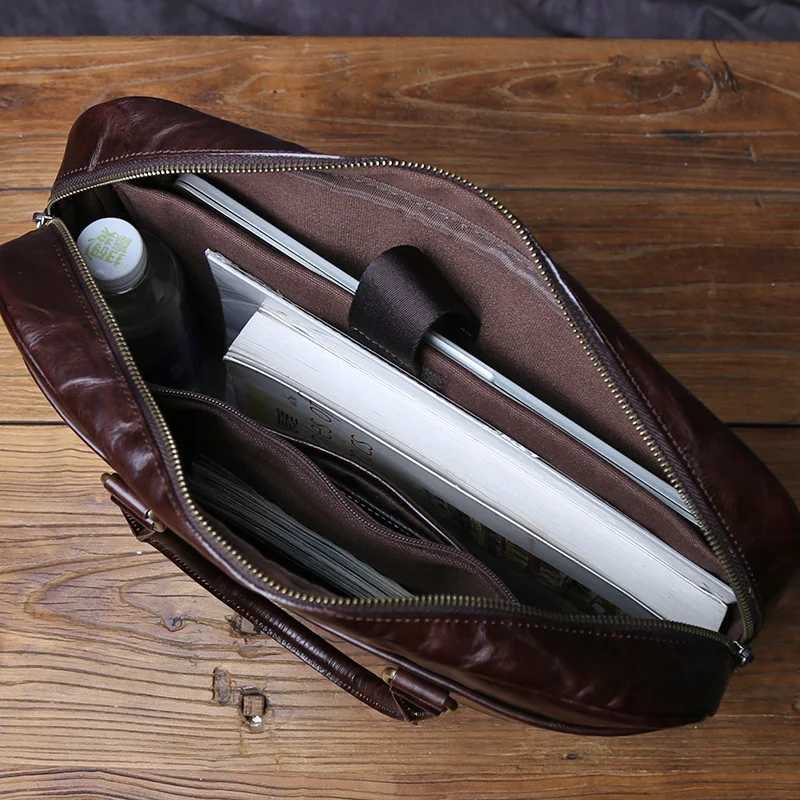 JLFGPJ Tree Cream Top Layer Cowhide Large Capacity Handbag Mens Genuine Leather Business Fashion Crossbody Briefcase Z250621