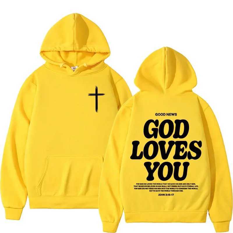 Harajuku Aesthetic Christian Jesus Church Hoodie Bible Verse God Loves You Hooded Mens Women Vintage Sweatshirts Streetwear Y2K XJ250621