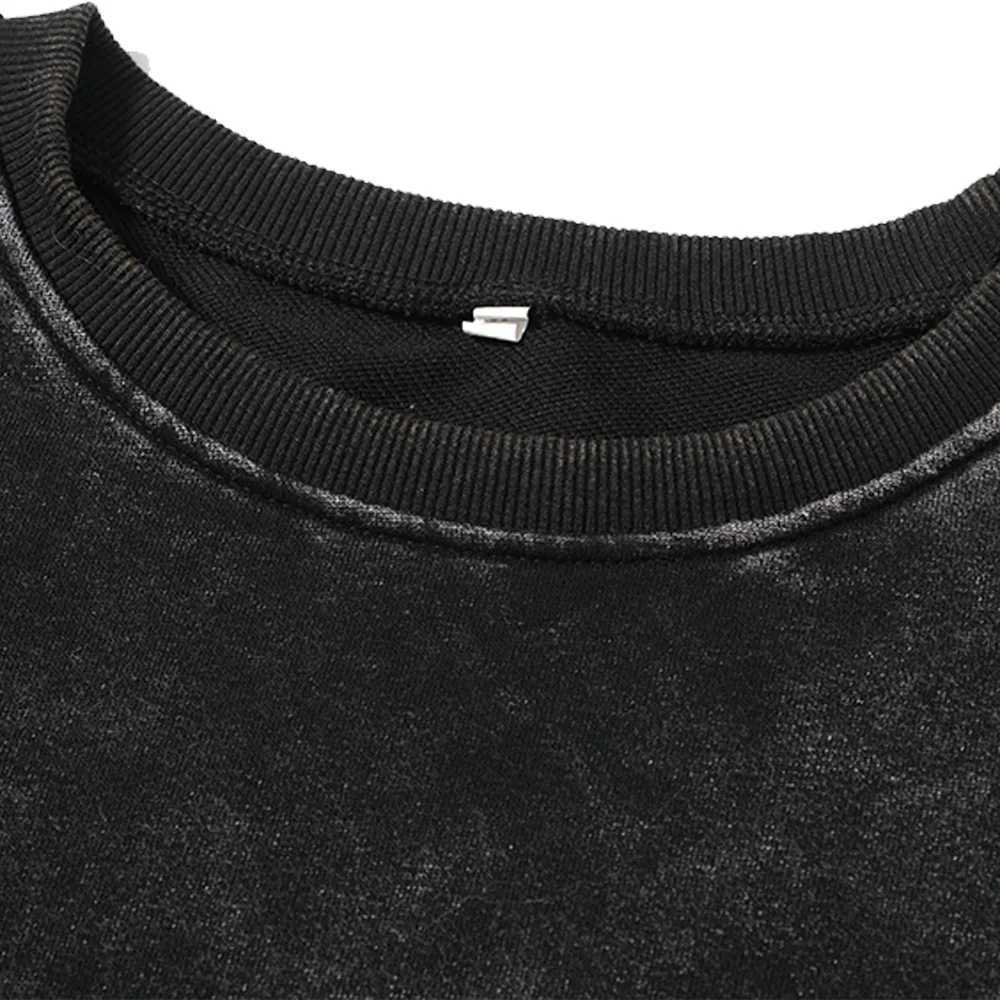 Round Neck Washed Pullover Casual 100% Cotton Solid Color Men Women Hip Hop Vintage Sweatshirt XJ250621