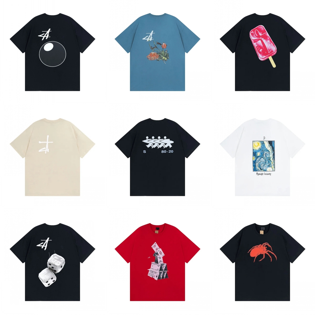 Mens Designer Cotton T Shirt Letter Print Graphic Tee Vintage Hip Hop Loose Sports Short Sleeve Tops Men Streewear