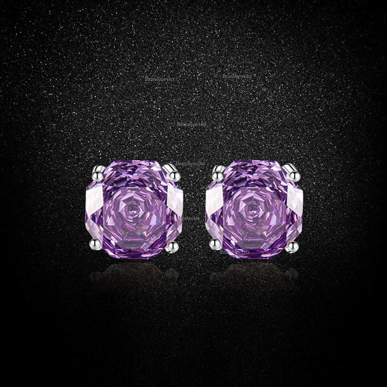 Free Delivery Millennium Rose Designer Necklace Cut Purple Kunzite Octagon Zircon Flower Necklace 2025 New Model Pendant Light Luxury Open Ring Earrin