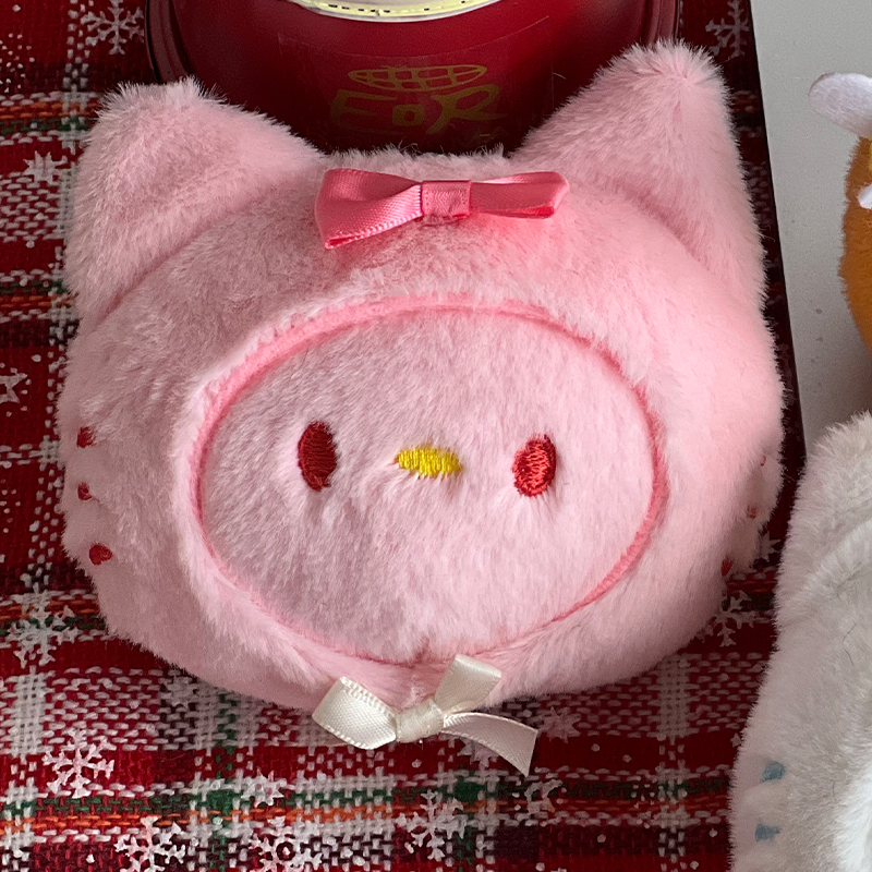 Whimsical Kitty Face Keyring Kuromi Trinket Handmade Plushie Doll Pendants Ornament Perfect for Personalized Gifts Toys for Ages 2-4 Wholesale