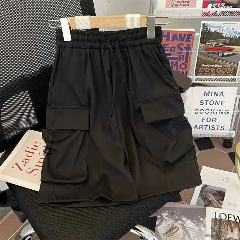 Multi Pocket Cargo Shorts For Women Summer Korean Fashion Drawstring Loose Casual Shorts Pants Harajuku Streetwear Clothes Y2k W250621
