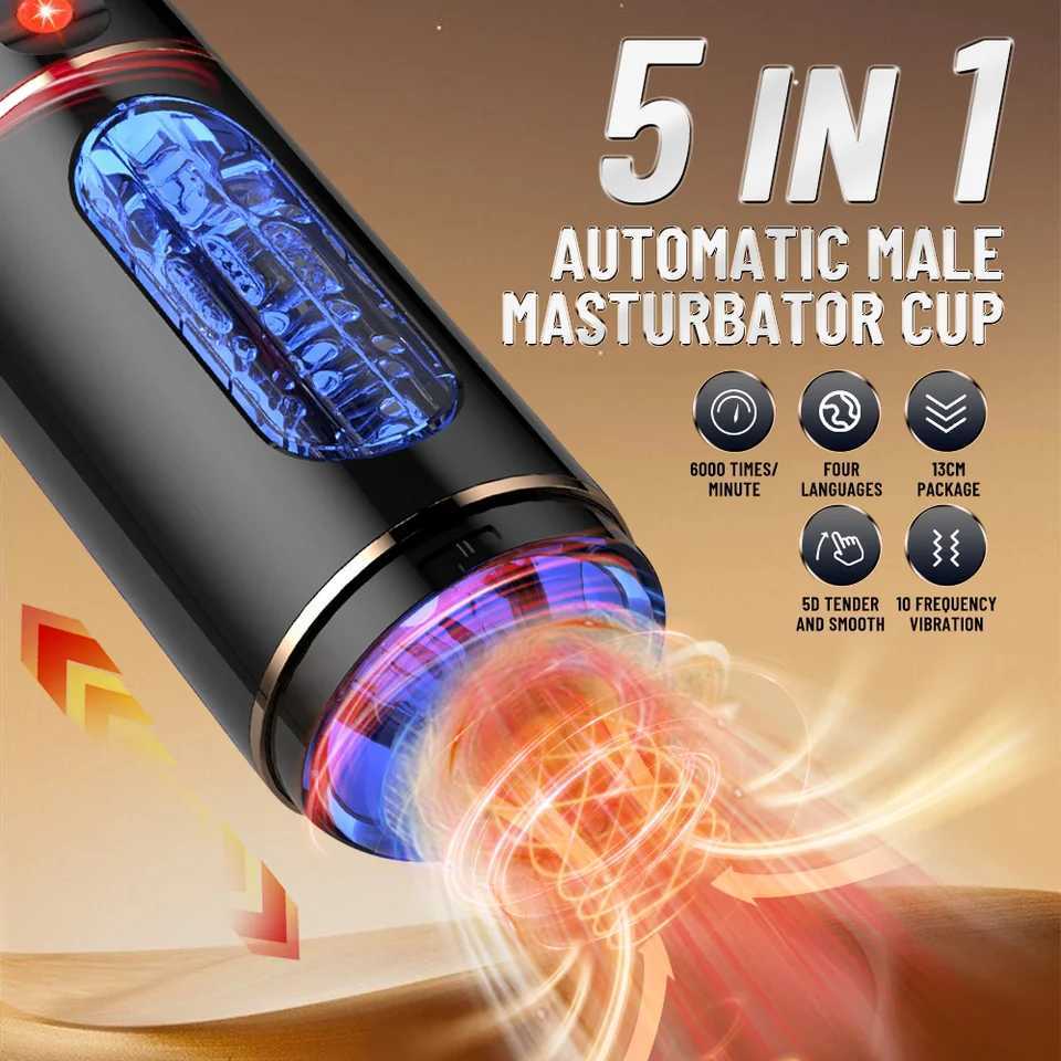 Pocket Pussy Sex Machines Automatic Male Masturbator Cup Realistic Oral Sucking Intelligent Voice Blowjob Sex Toy for Men W250621