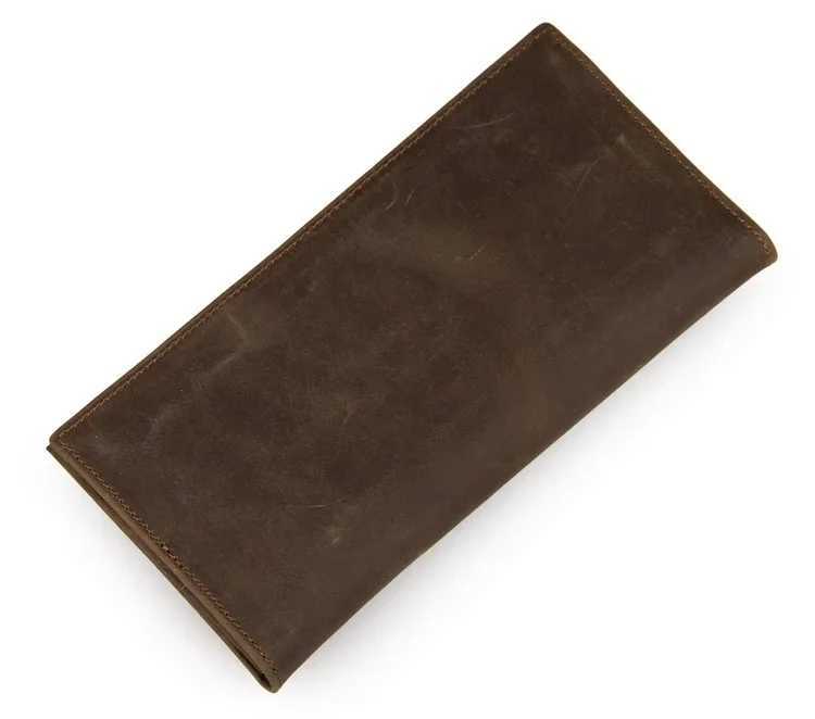 Fashion Vintage Men Women Long Purse Wallet Inner Zip Wallets Bifold Crazy Horse Long Wallet Male Female Purse Z250621