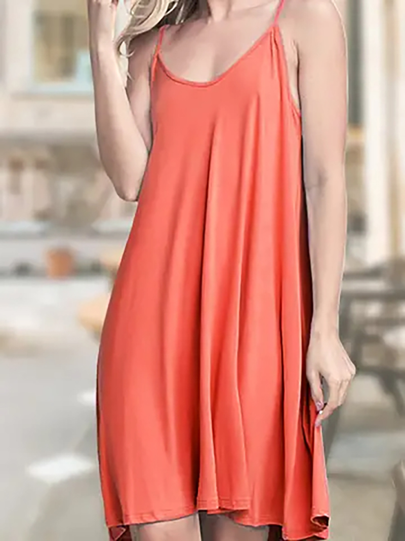 Skin-friendly and breathable fashionin Spaghetti strap pocket mini dress AWDSD0612
