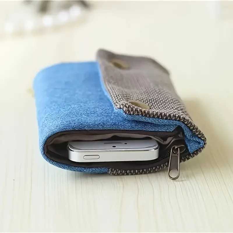 Handmade Three Fold Fabric Wallet Women Men Simple Short Zipper Purses for Teens Personality Multi-function Key Bag Card Holder Z250621