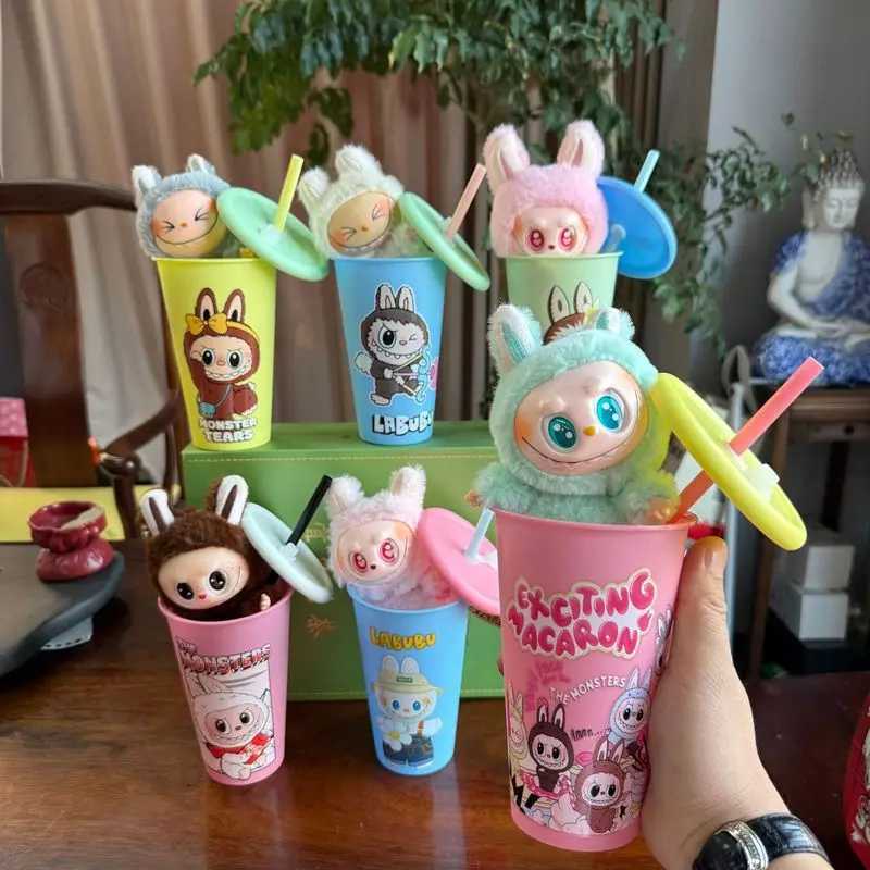 Labubu Glue Doll Blind Box Macaron Cup Ornament Surprise Toy Gift for Kids and Collectors Action Figure Collection Z250620