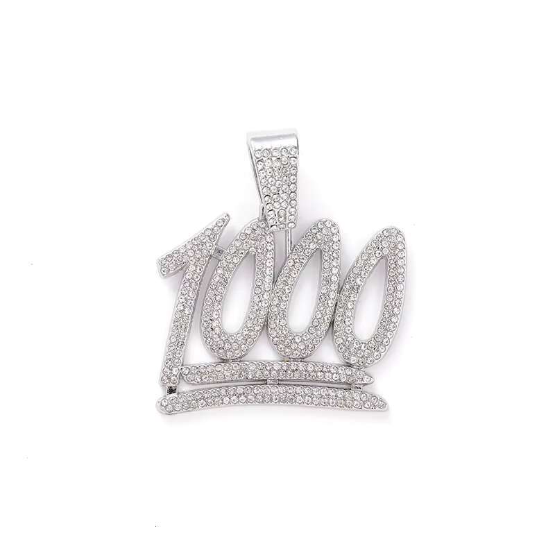 Hot-Selling 1000-Point Full Diamond Pendant Cool Hip-Hop Decoration for Men Cuban Necklace Style European American Alloy