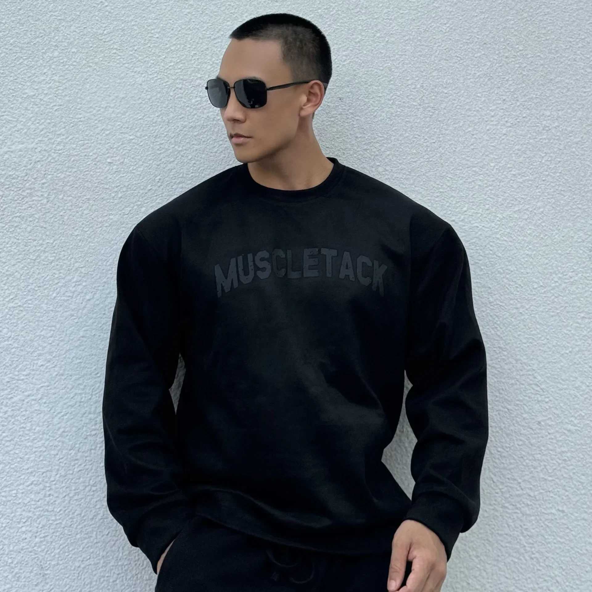Mens Street Chamois Fashion Long Sleeve T-Shirt Gym Fitness Running Tee Male Bodybuilding Casual CloTHing Sweatshirts Z250621
