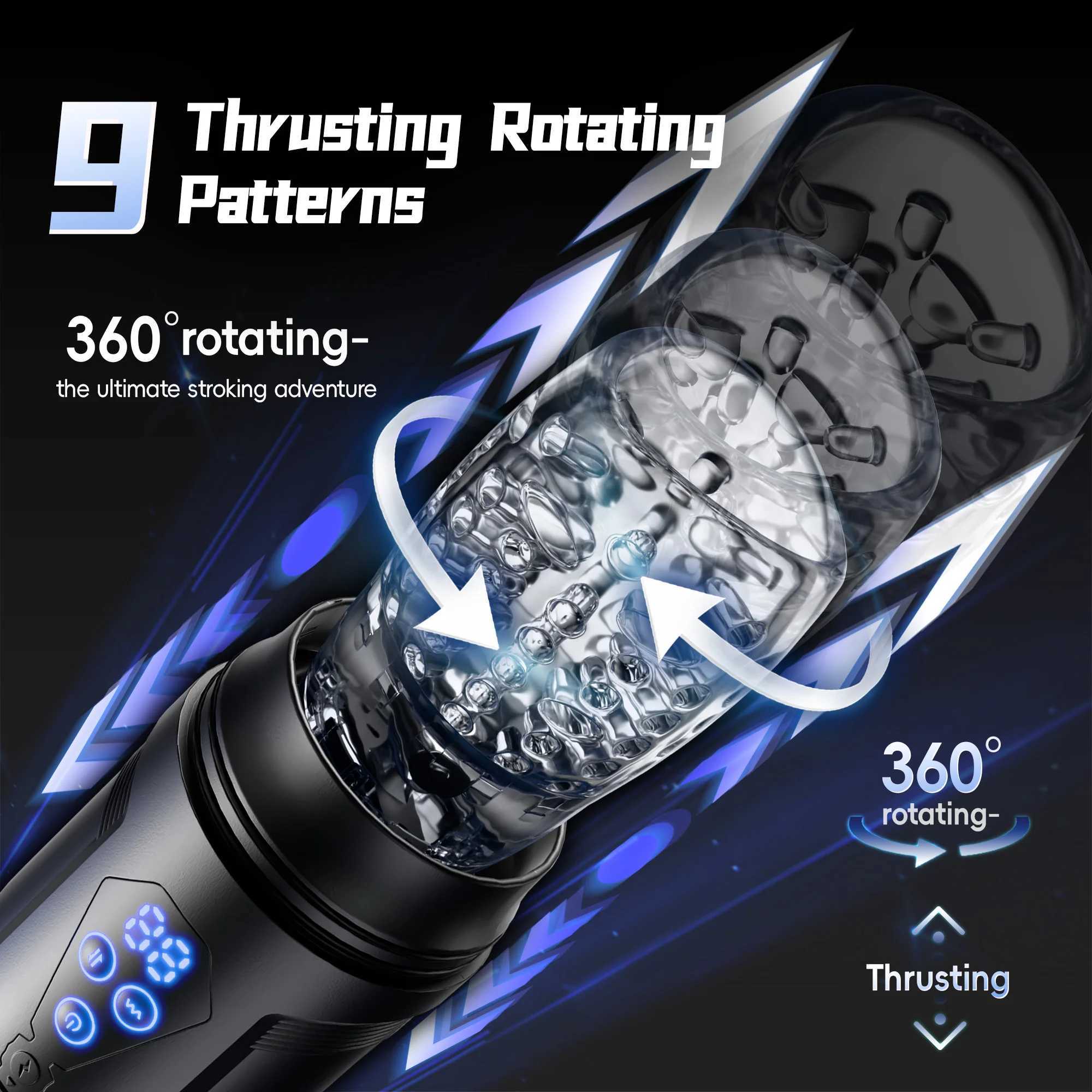 Upgrade 3 in Male Masturbator Sex Toy with App Control Realistic Blowjob Machine 9 Thrusting Rotating Vibrating Male Stroker W250621