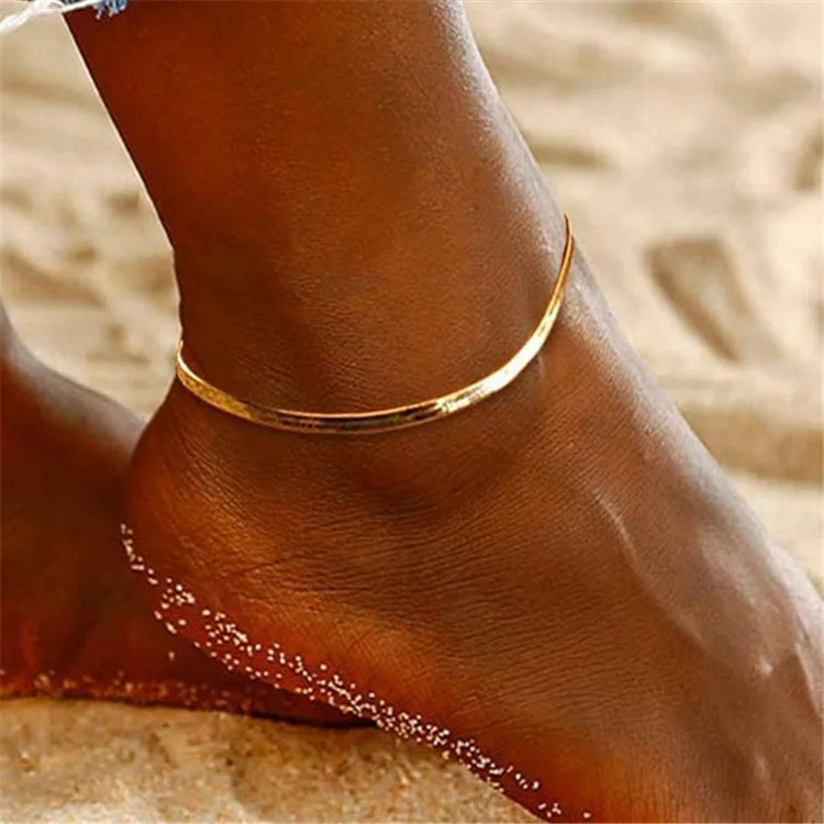 Stainless Steel Snake Chain Anklet for Women Summer Beach Gold Plated Anklets Fashion Jewelry Drop Wholesale 250617