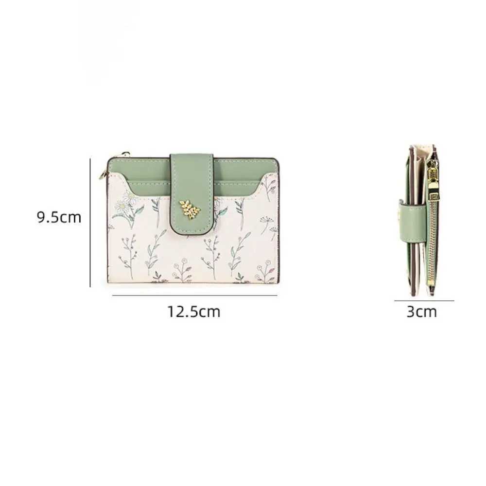 Slim PU Leather Short Wallet INS Multi-Cards Zipper Coin Purse Hasp Small Flowers Card Bag Wallet Zipper Hasp For Women Z250621