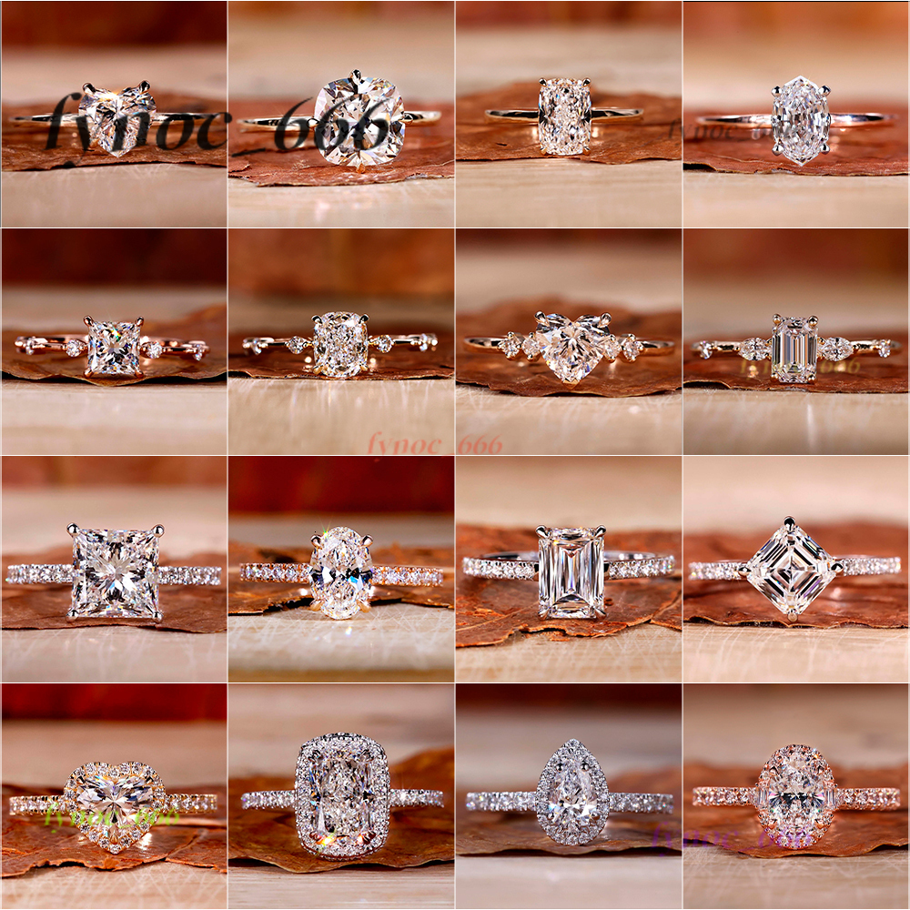 Solid Gold Engagement Rings Women Wholesale 10K 14K 18K VVS Moissanite Diamond Cut