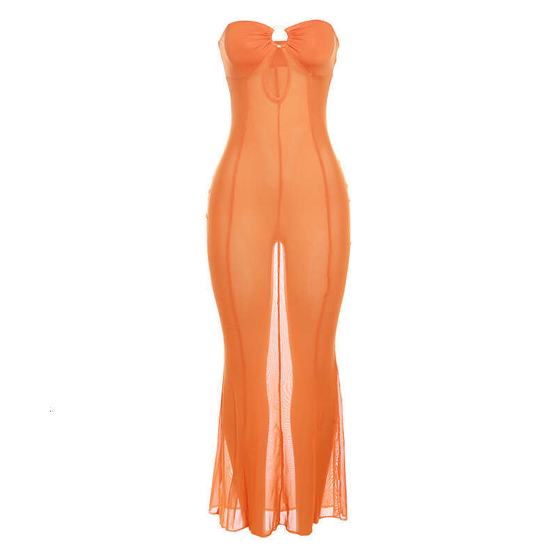 Long Dress New Autumn Winter Fashion Women S With One Shoulder Hollow Sexy Sheer Mesh Slim Fit Dress Sexy Long Skirt