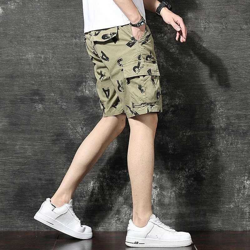Short Pants for Men Baggy Printed Cotton Beautiful Mens Cargo Shorts Streetwear Harajuku Loose Jorts Clothes Elegant Clothing W250621