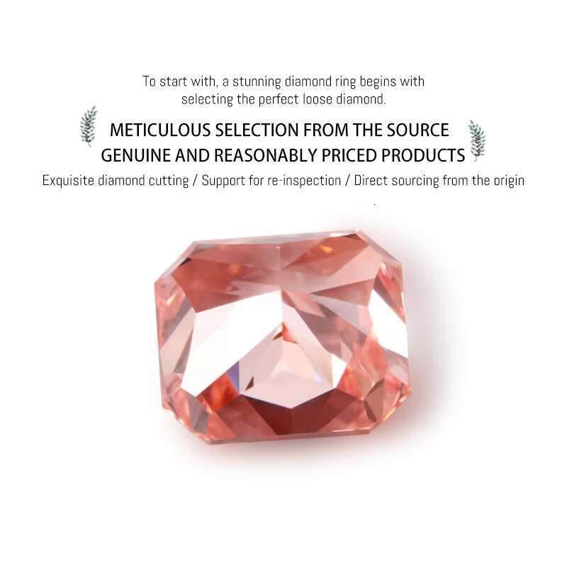 Wholesale Pink Color Radiant Cut Shape Loose Lab Diamonds 1 Carat Loose VVS1 Clarity Gemstone for Sale Price Lab Grown Diamond
