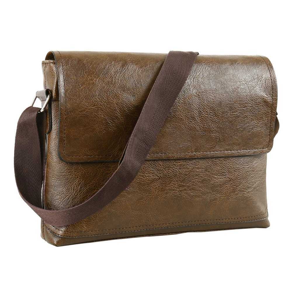 Mens Shoulder Bag PU Leather Adjustable Suspender Crossbody Bag Large Capacity Business Flap Messenger Bag Fashion Travel Bag Z250621