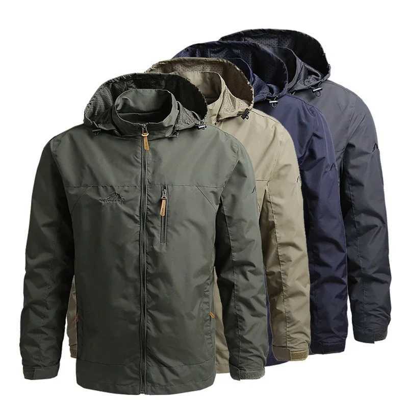 Casual Windbreaker Mens Autumn Hooded Jackets Fishing Hiking Coat Waterproof Camping Field Jacket Baseball Outerwear Mens Clothing XJ250621