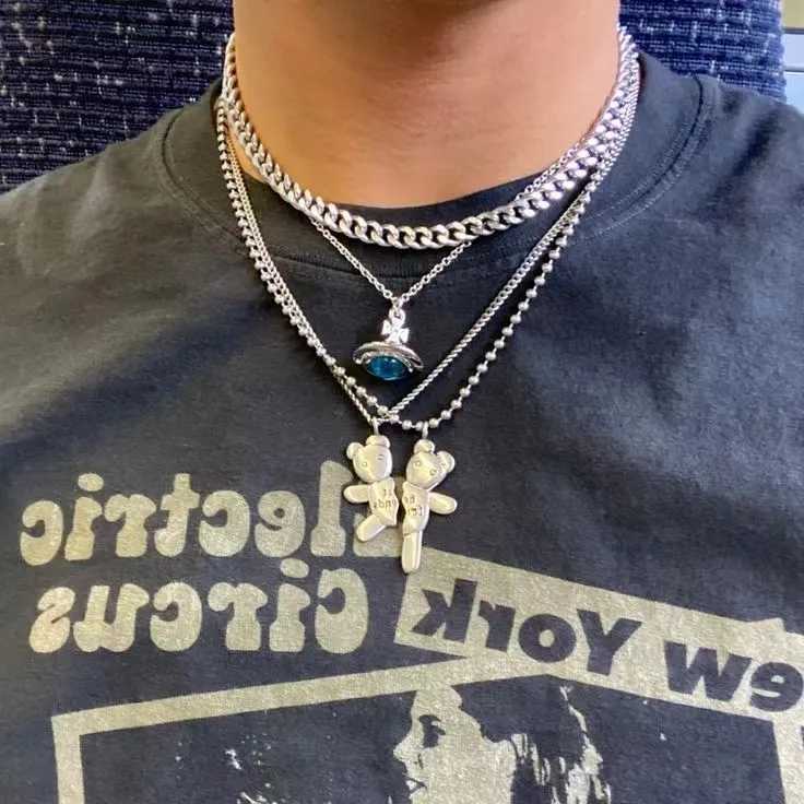 Women Men Best Friend Twice Headed Bear Couple Double Friendship Pendant Necklace Y250620