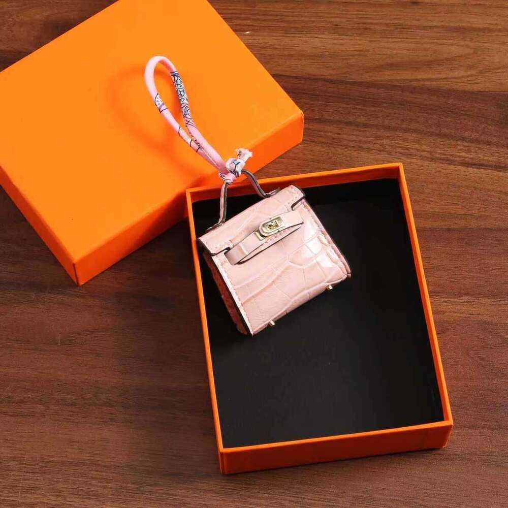 Mini Kelly Pendant Crocodile Pattern Exquisite Coin Purse Bag Charm High-end Keychain Car Interior