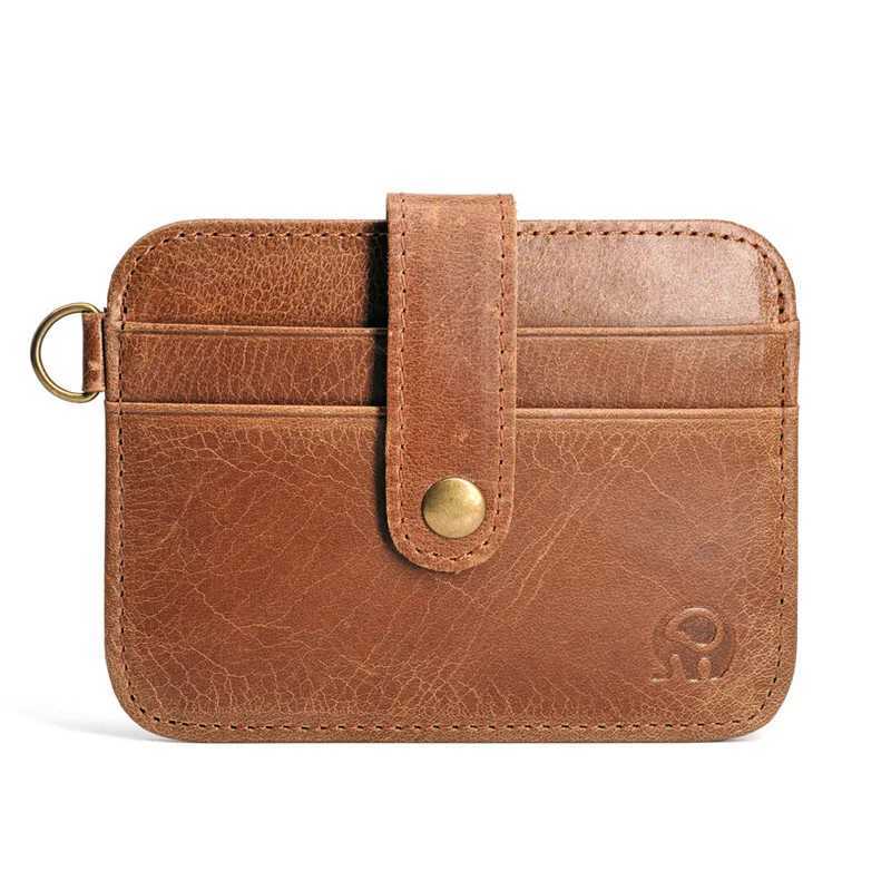 New Slim Genuine Leather Mini Wallet Bank Holder Mens Business Small ID Case For Women Purse 4 Slots Cardholder Z250621