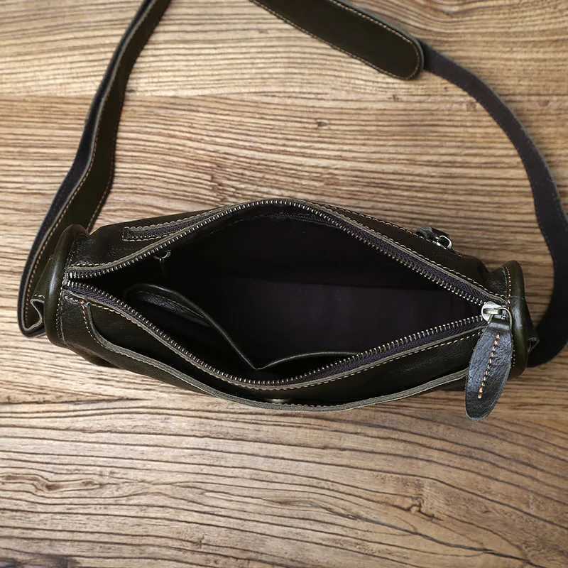 Handmade Genuine Leather Shoulder Backpack Mens Original First Layer Cowhide Plain Color Casual Fashion Messenger Bag Z250621
