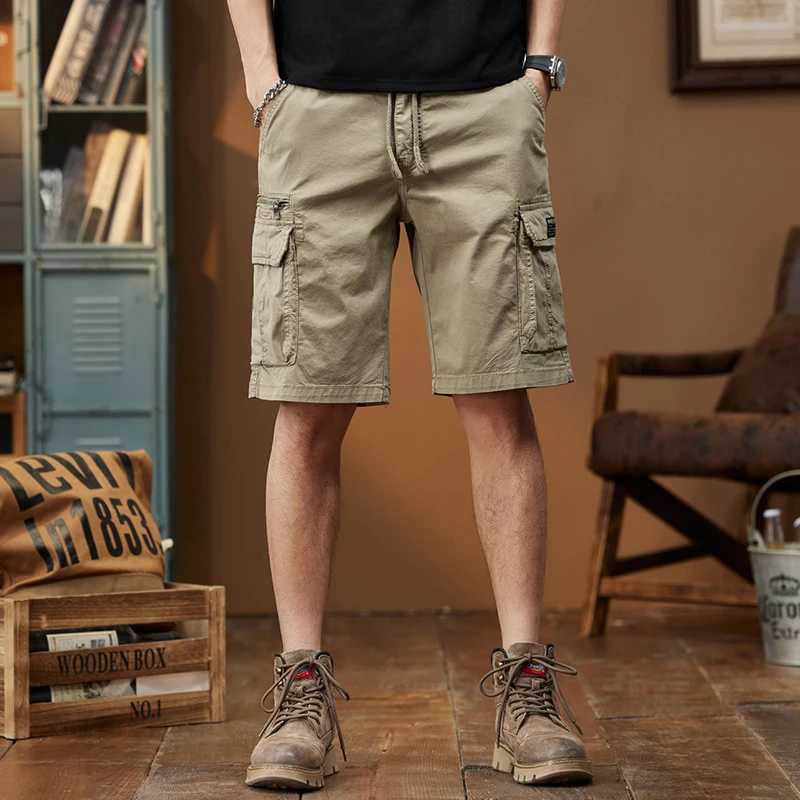 New Men Summer Shorts Pants Multi-Pockets Mens Shorts Casual Male Cargo Shorts Pants Fashion Zipper Elastic Waist Kpop Trendy W250621
