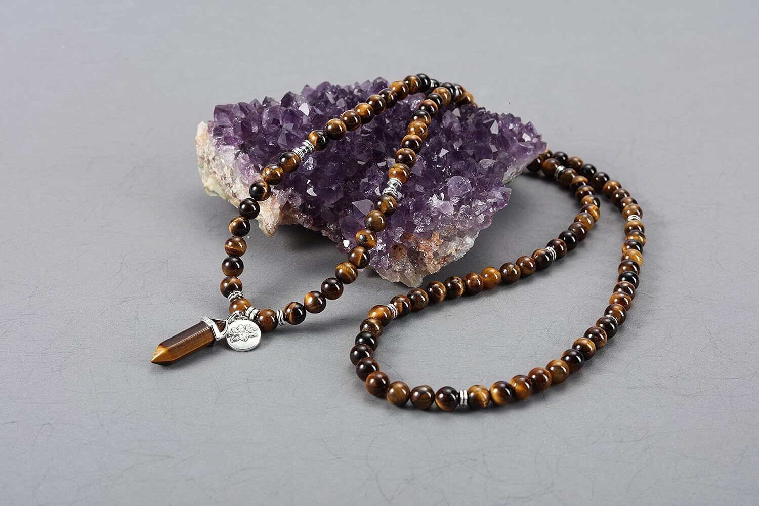 Luxury 108 Mala Prayer Beads Bracelet Natural Gemstone Bracelet Multilayer Healing Crystal Stones Stretch Bracelets Yoga Meditation Reiki Quartz Jewel
