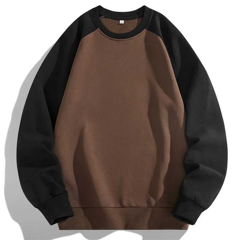 Spring Autumn Mens Sweatshirts Fashion Patchwork Long Sleeve O-Neck Loose Streetwear Pullovers Casual Hoodies Sweatshirt Men XJ250621